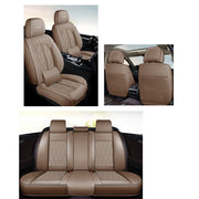 Huse auto premium 5 locuri Carguard Deluxe piele ecologică perforată - maro deschis - crem