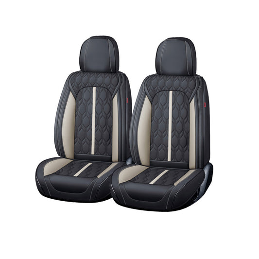 Huse auto premium 5 locuri Carguard Deluxe piele ecologică perforată - negru - alb