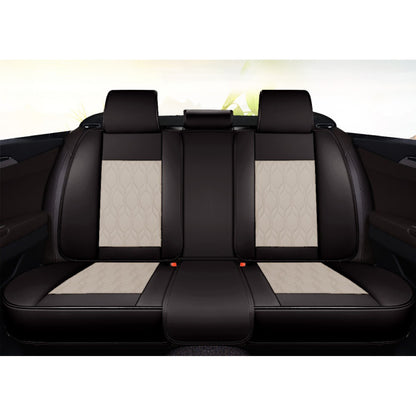 Huse auto premium 5 locuri Carguard Deluxe piele ecologică perforată - negru - crem