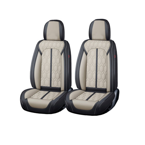 Huse auto premium 5 locuri Carguard Deluxe piele ecologică perforată - negru - crem