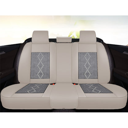 Huse auto premium 5 locuri Carguard Deluxe piele ecologică perforată și textil - gri deschis - gri închis