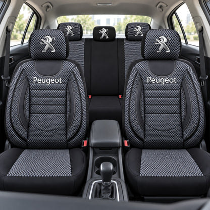 Set Huse Scaune Universale City, Gri cu Negru Personalizate cu Peugeot
