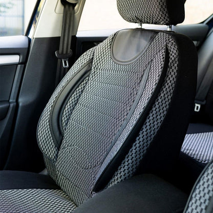 Set Huse Scaune Universale City, Gri cu Negru Personalizate cu Peugeot