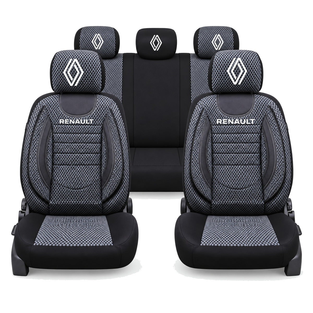 Set Huse Scaune Universale City, Gri cu Negru Personalizate cu Renault Logo Nou