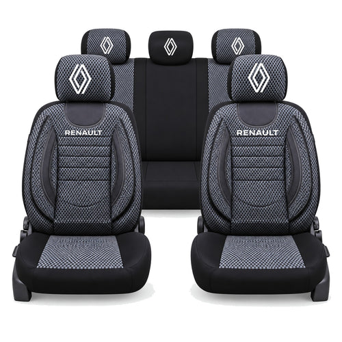 Set Huse Scaune Universale City, Gri cu Negru Personalizate cu Renault Logo Nou