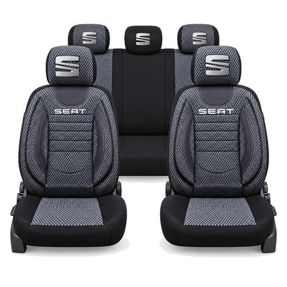 Set Huse Scaune Universale City, Gri cu Negru Personalizate cu Seat