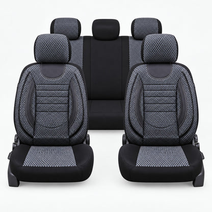 Set Huse Scaune Universale City, Gri cu Negru Personalizate cu Skoda