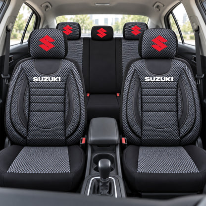 Set Huse Scaune Universale City, Gri cu Negru Personalizate cu Suzuki