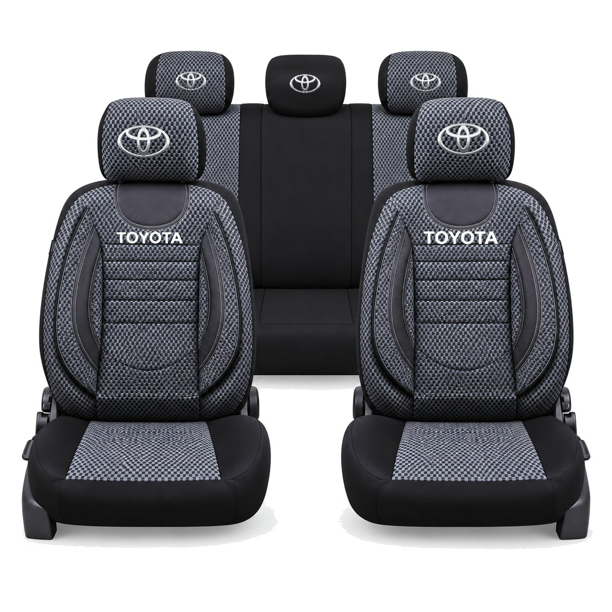 Set Huse Scaune Universale City, Gri cu Negru Personalizate cu Toyota