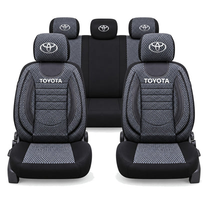 Set Huse Scaune Universale City, Gri cu Negru Personalizate cu Toyota