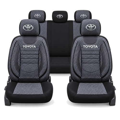 Set Huse Scaune Universale City, Gri cu Negru Personalizate cu Toyota