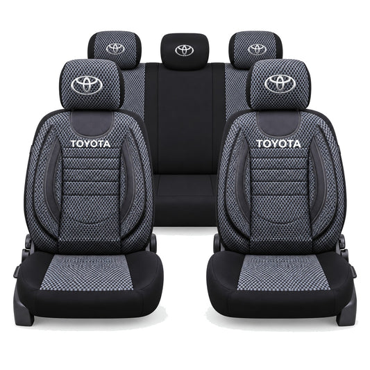 Set Huse Scaune Universale City, Gri cu Negru Personalizate cu Toyota