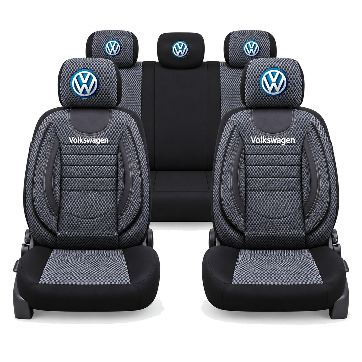 Set Huse Scaune Universale City, Gri cu Negru Personalizate cu Volkswagen
