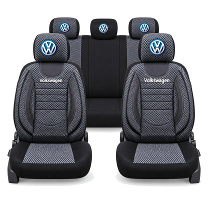 Set Huse Scaune Universale City, Gri cu Negru Personalizate cu Volkswagen