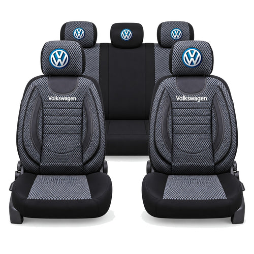 Set Huse Scaune Universale City, Gri cu Negru Personalizate cu Volkswagen