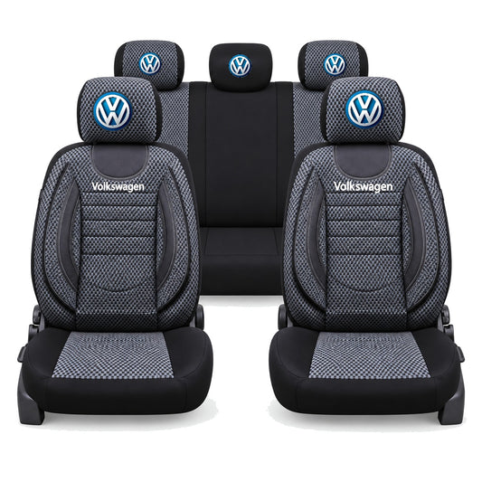 Set Huse Scaune Universale City, Gri cu Negru Personalizate cu Volkswagen