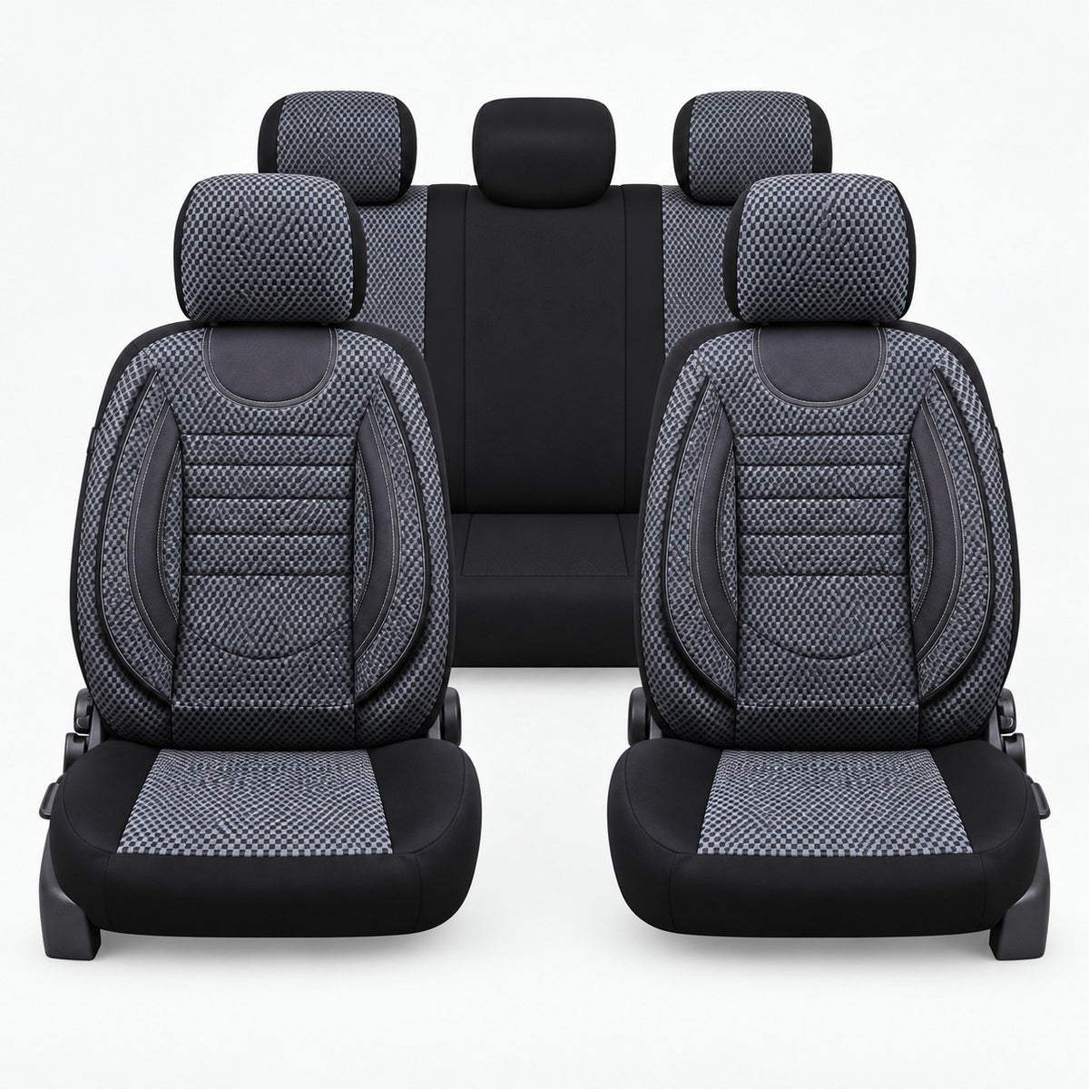 Set Huse Scaune Universale City, Gri cu Negru Personalizate cu Citroën