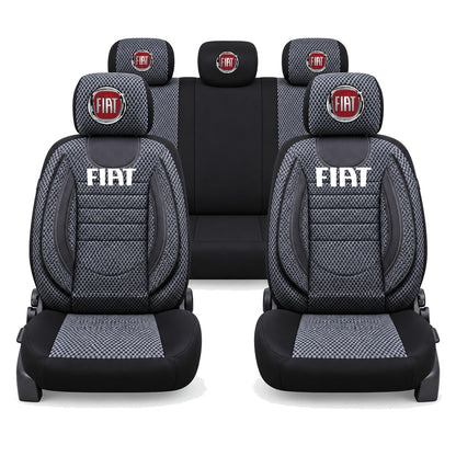 Set Huse Scaune Universale City, Gri cu Negru Personalizate cu Fiat
