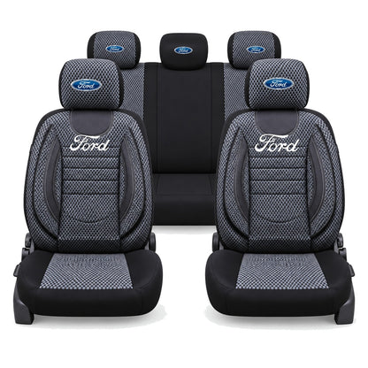 Set Huse Scaune Universale City, Gri cu Negru Personalizate cu Ford