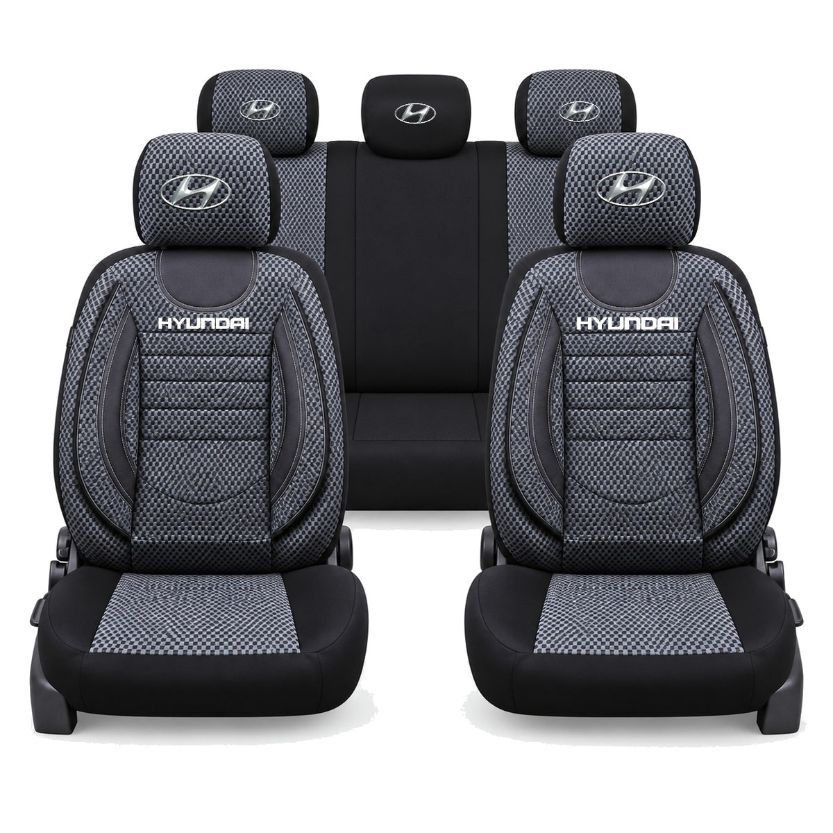 Set Huse Scaune Universale City, Gri cu Negru Personalizate cu Hyundai