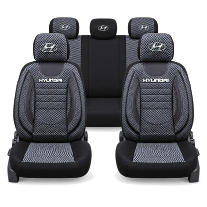 Set Huse Scaune Universale City, Gri cu Negru Personalizate cu Hyundai