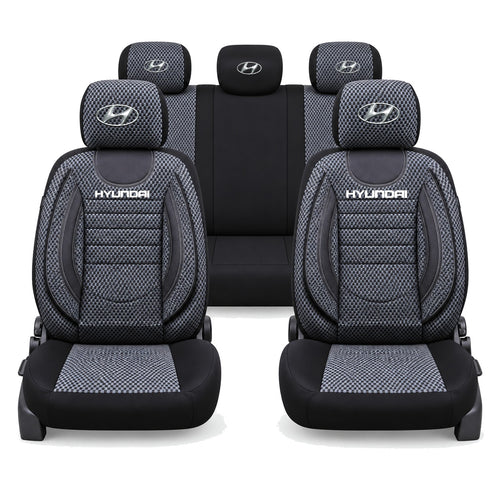 Set Huse Scaune Universale City, Gri cu Negru Personalizate cu Hyundai