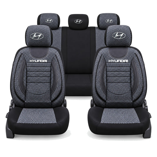 Set Huse Scaune Universale City, Gri cu Negru Personalizate cu Hyundai