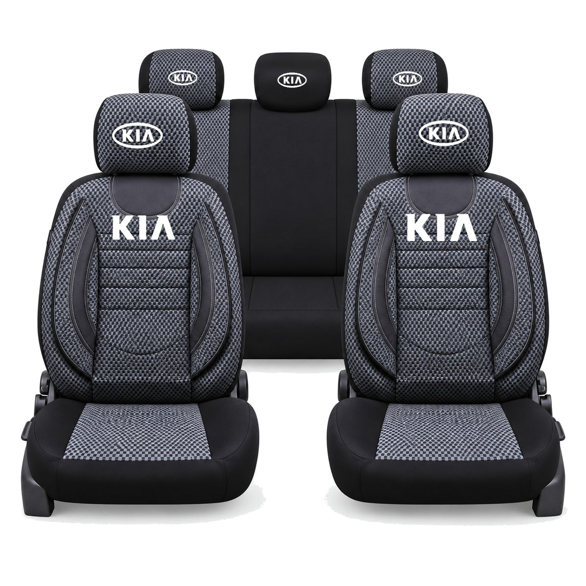 Set Huse Scaune Universale City, Gri cu Negru Personalizate cu Kia