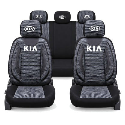 Set Huse Scaune Universale City, Gri cu Negru Personalizate cu Kia