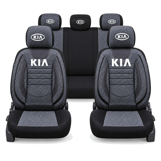 Set Huse Scaune Universale City, Gri cu Negru Personalizate cu Kia