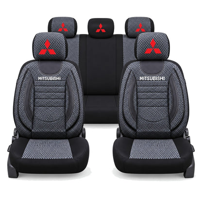 Set Huse Scaune Universale City, Gri cu Negru Personalizate cu Mitsubishi