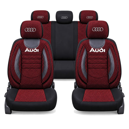 Set Huse Scaune Universale City, Rosu cu Negru Personalizate cu Audi