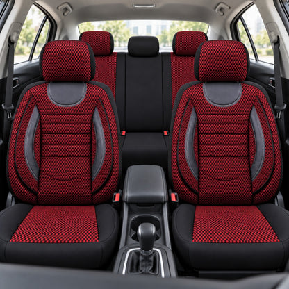 Set Huse Scaune Universale City, Rosu cu Negru Personalizate cu Nissan Logo Nou
