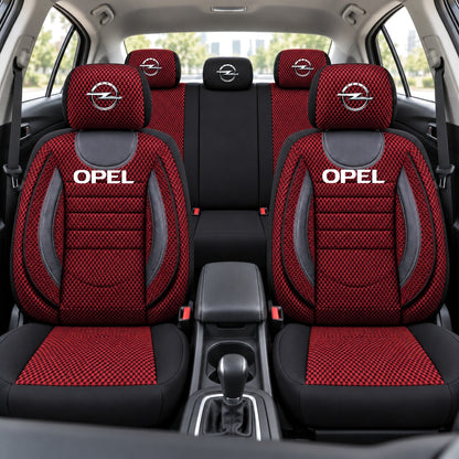 Set Huse Scaune Universale City, Rosu cu Negru Personalizate cu Opel