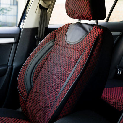 Set Huse Scaune Universale City, Rosu cu Negru Personalizate cu Peugeot