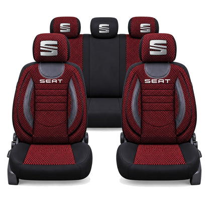 Set Huse Scaune Universale City, Rosu cu Negru Personalizate cu Seat