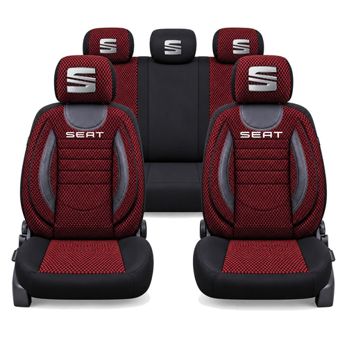 Set Huse Scaune Universale City, Rosu cu Negru Personalizate cu Seat