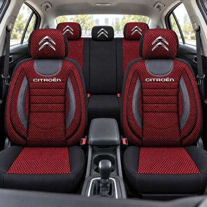 Set Huse Scaune Universale City, Rosu cu Negru Personalizate cu Citroën