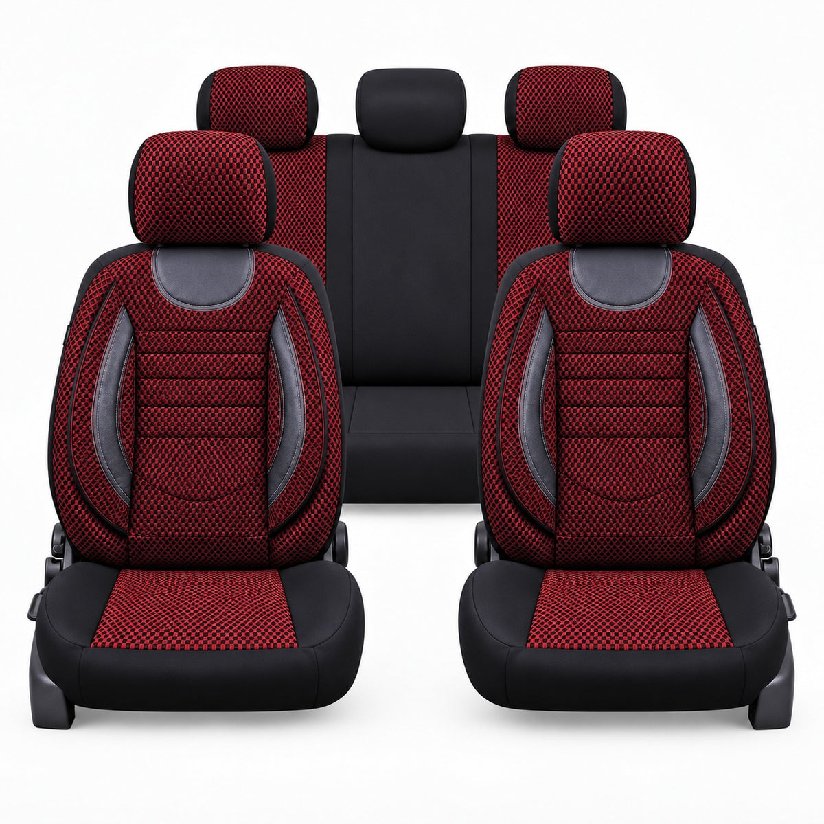 Set Huse Scaune Universale City, Rosu cu Negru Personalizate cu Dacia