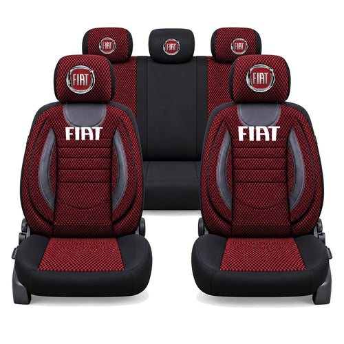 Set Huse Scaune Universale City, Rosu cu Negru Personalizate cu Fiat