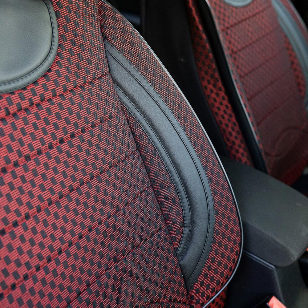 Set Huse Scaune Universale City, Rosu cu Negru Personalizate cu Fiat