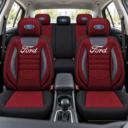 Set Huse Scaune Universale City, Rosu cu Negru Personalizate cu Ford