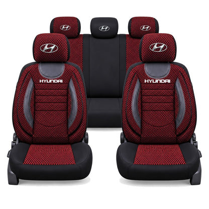 Set Huse Scaune Universale City, Rosu cu Negru Personalizate cu Hyundai
