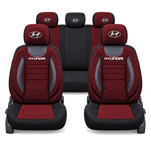 Set Huse Scaune Universale City, Rosu cu Negru Personalizate cu Hyundai