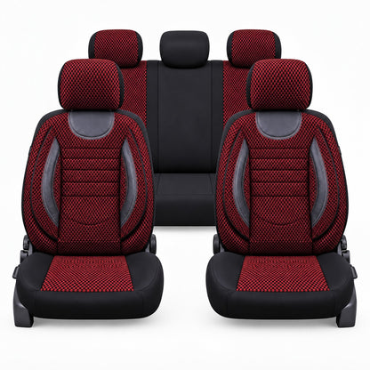 Set Huse Scaune Universale City, Rosu cu Negru Personalizate cu Hyundai