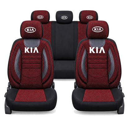 Set Huse Scaune Universale City, Rosu cu Negru Personalizate cu Kia