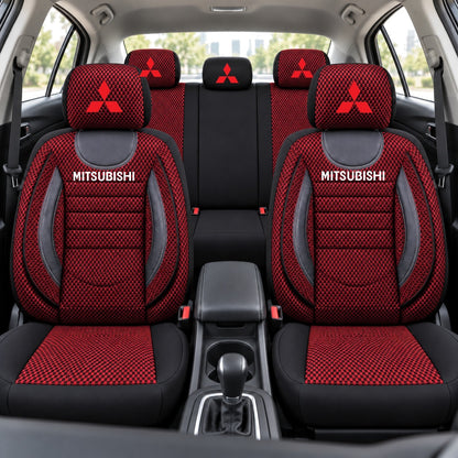 Set Huse Scaune Universale City, Rosu cu Negru Personalizate cu Mitsubishi