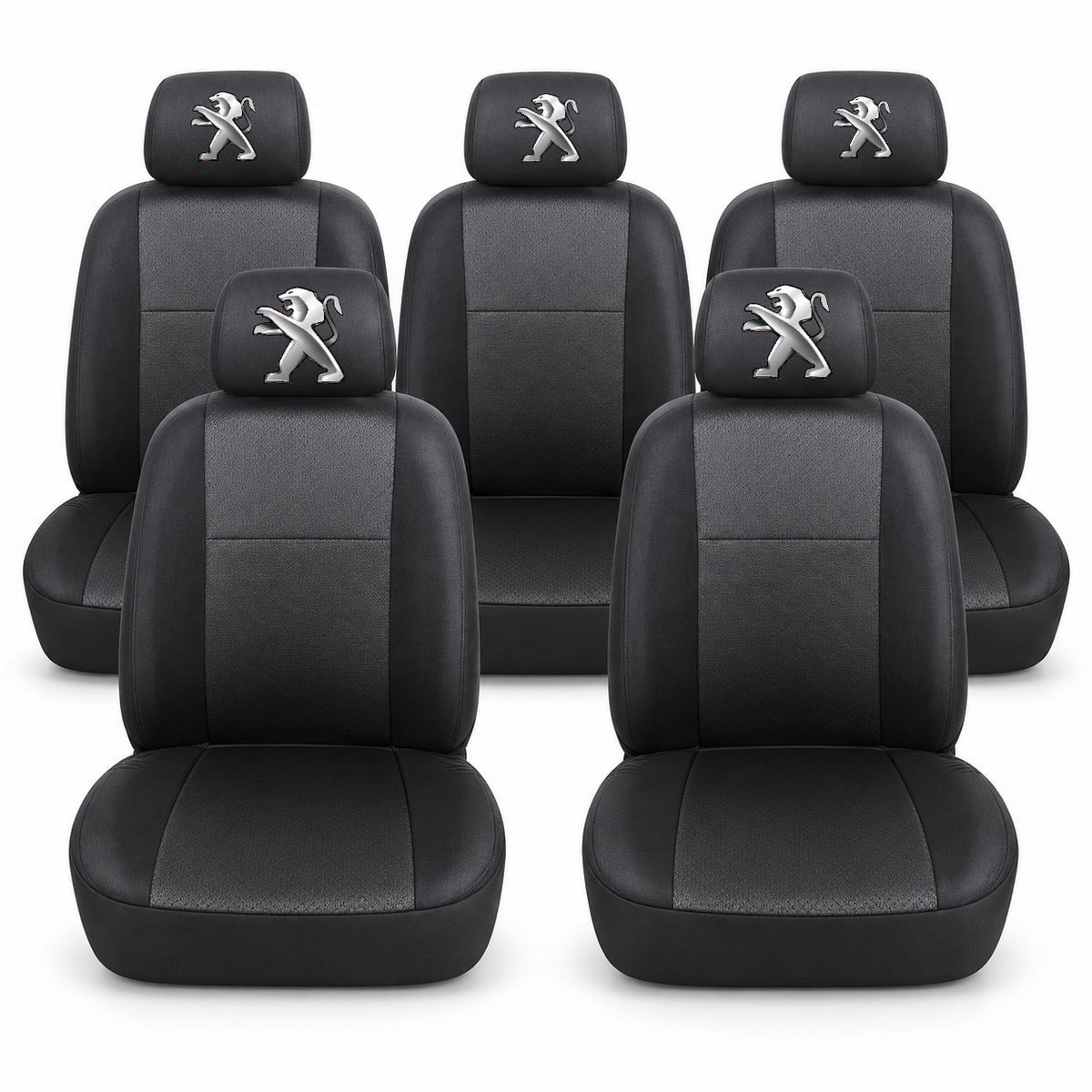 Huse scaune individuale 5 locuri personalizate cu Peugeot