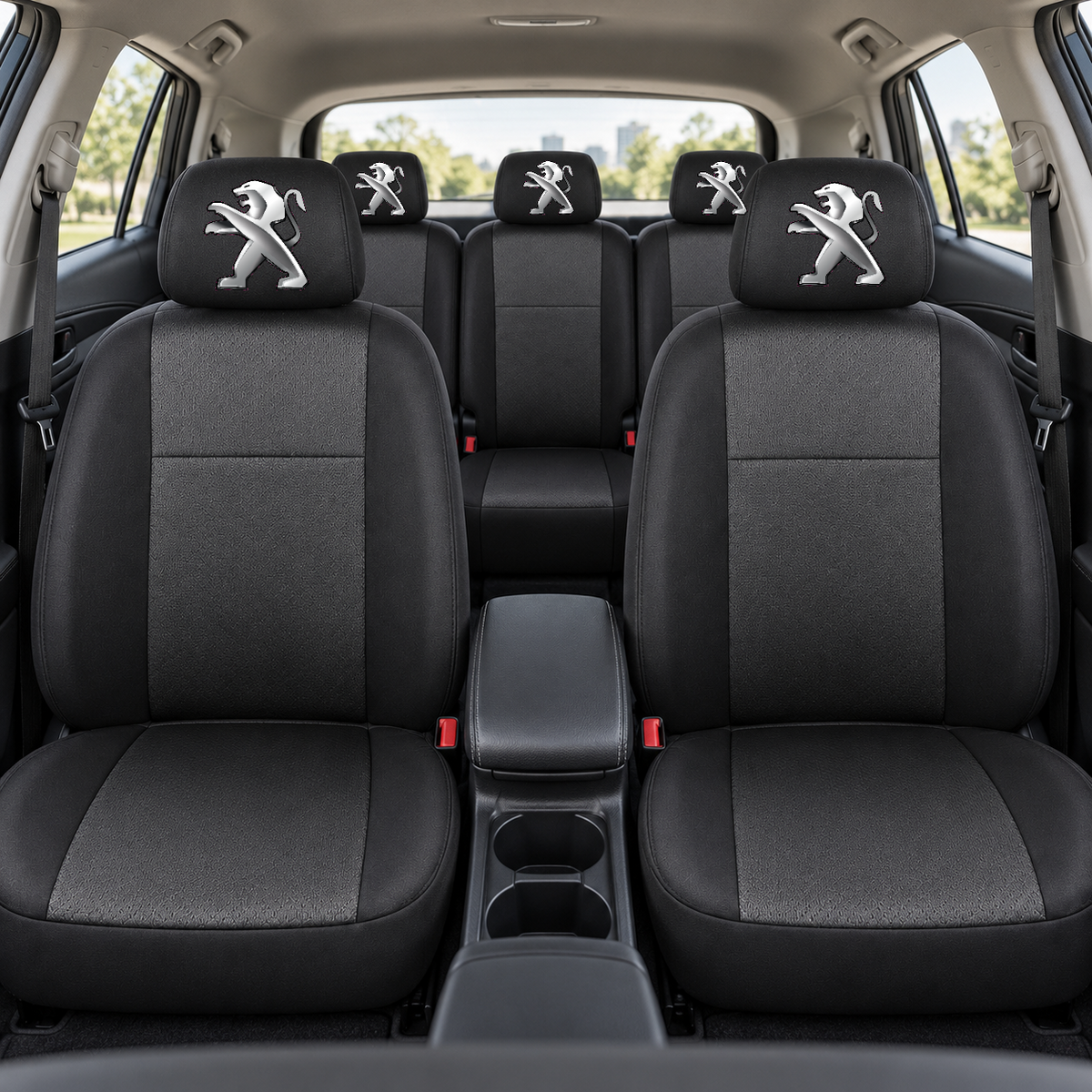 Huse scaune individuale 5 locuri personalizate cu Peugeot