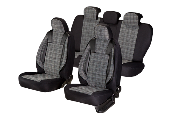 Set Huse Scaune Auto Umbrella Luxury pentru Audi A4 B6 din Piele Ecologica, Negru + Textil Gri